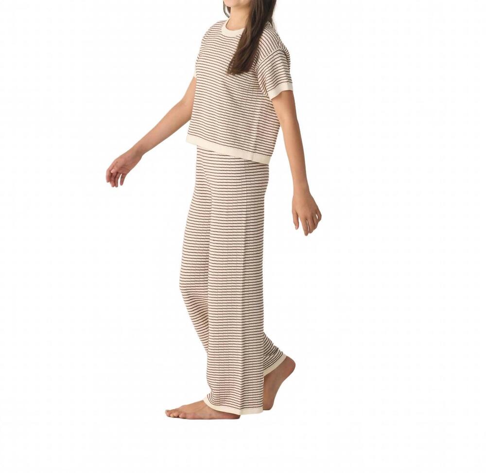 NEW RYLEE + CRU teen knit wide leg pant in chocolate stripe